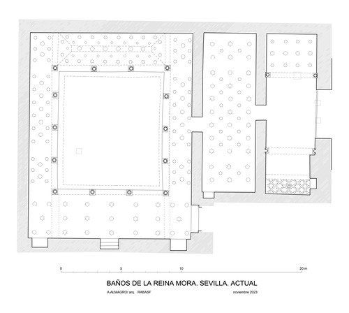 Planta actual del hammam de la calle Baños de Sevilla